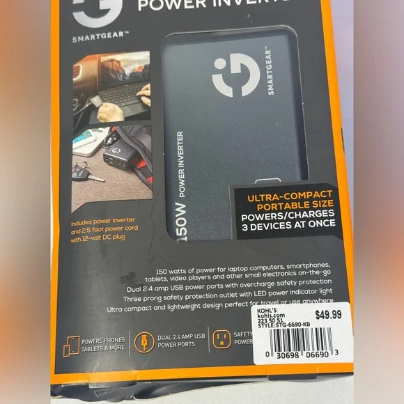 Smart Gear 12V DC/ 150 Watt Power Inverter Compact Portable NEW in Box - Picture 5 of 9